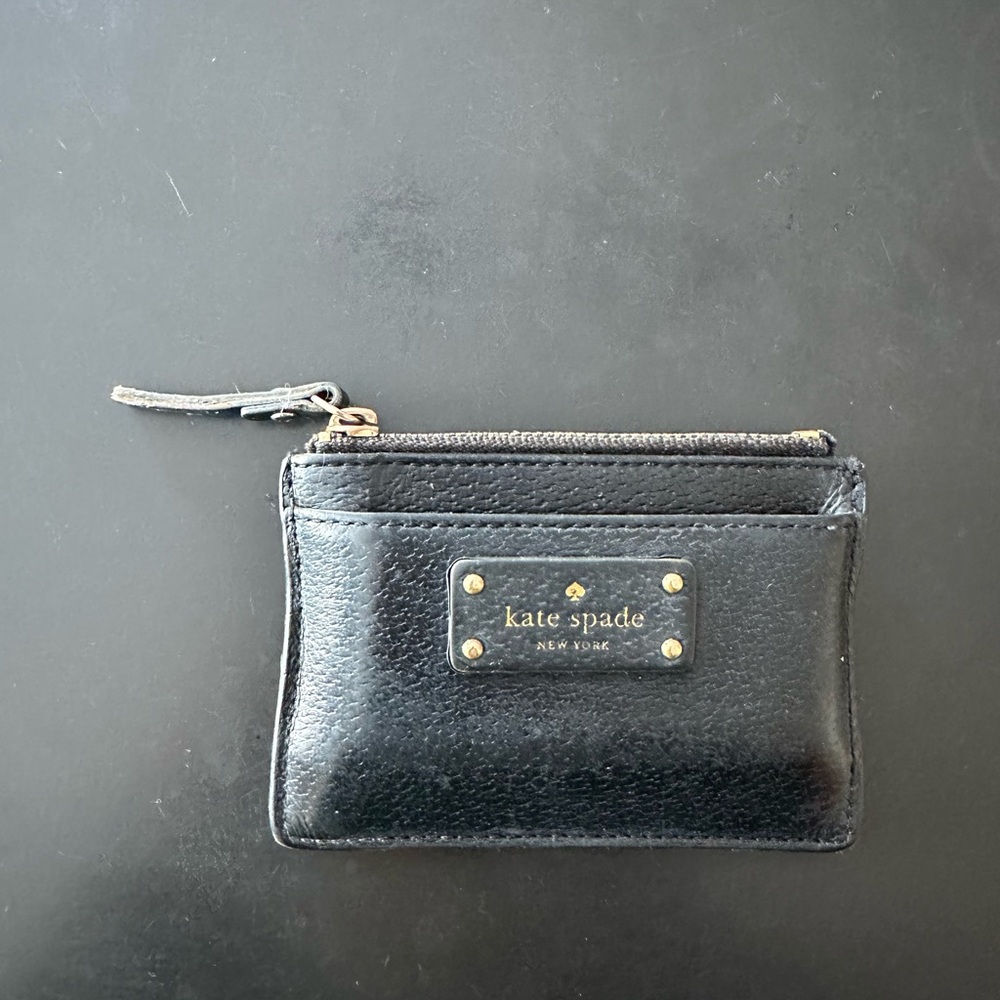 Kate Spade Black Leather Zip Pouch